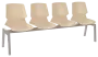 PRETTY PLUS 4, plastová lavice do čekárny, 4-sedák, světlá káva, kostra stříbrná