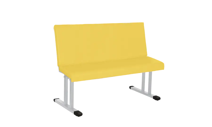 ROBUS 1200, čalouněná lavice do čekárny, 2-sedák, koženka HOLY - Z 01 žlutá, kostra stříbrná