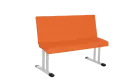 ROBUS 1200, čalouněná lavice do čekárny, 2-sedák, koženka HOLY - P 3 oranžová, kostra stříbrná