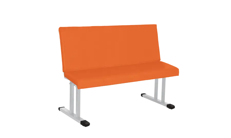 ROBUS 1200, čalouněná lavice do čekárny, 2-sedák, koženka HOLY - P 3 oranžová, kostra stříbrná