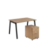 SET-A 328 stůl kancelářský, kovová podnož černá + kontejner pojízdný, 3-zásuvkový, dub bardolino