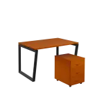 SET-V 328 stůl kancelářský, kovová podnož černá + kontejner pojízdný, 3-zásuvkový, třešeň šumavská