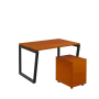 SET-V 328 stůl kancelářský, kovová podnož černá + kontejner pojízdný, 3-zásuvkový, třešeň šumavská