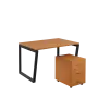 SET-V 328 stůl kancelářský, kovová podnož černá + kontejner pojízdný, 3-zásuvkový, buk royal