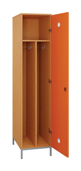 SLN - 41S šatní skříň dřevěná, 1-dveřová, háček, 1800 x 400 x 500, kovové nohy, korpus buk royal/dveře pomeranč