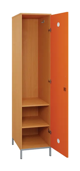 SLN - 42S šatní skříň dřevěná, 1-dveřová, háček, 1800 x 400 x 500, kovové nohy, korpus buk royal/dveře pomeranč