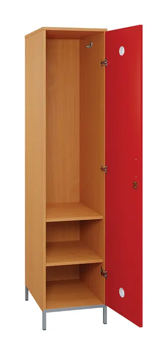SLN - 42S šatní skříň dřevěná, 1-dveřová, háček, 1800 x 400 x 500, kovové nohy, korpus buk royal/dveře červená flamengo