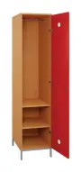 SLN - 42T šatní skříň dřevěná, 1-dveřová, šatní tyč, 1800 x 400 x 500, kovové nohy, korpus buk royal/dveře červená flamengo