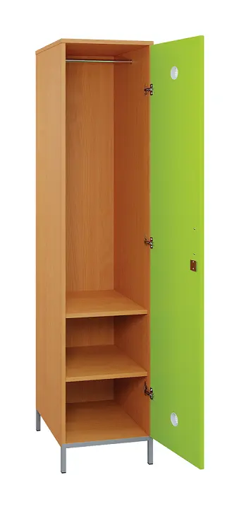 SLN - 42T šatní skříň dřevěná, 1-dveřová, šatní tyč, 1800 x 400 x 500, kovové nohy, korpus buk royal/dveře jarní zeleň