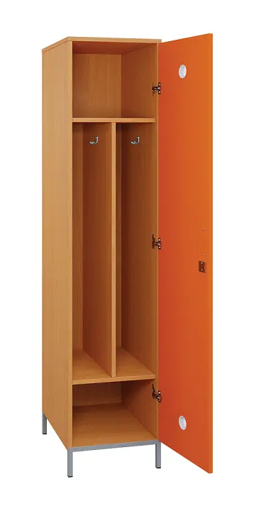 SLN - 43S šatní skříň dřevěná, 1-dveřová, háček, 1800 x 400 x 500, kovové nohy, korpus buk royal/dveře pomeranč