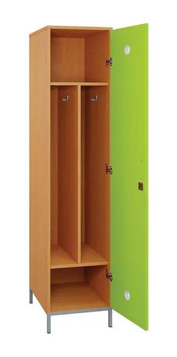 SLN - 43S šatní skříň dřevěná, 1-dveřová, háček, 1800 x 400 x 500, kovové nohy, korpus buk royal/dveře jarní zeleň