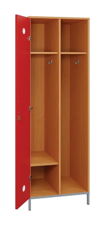 SLN - 61S šatní skříň dřevěná, 1-dveřová, háček, 1800 x 600 x 500, kovové nohy, korpus buk royal/dveře červená flamengo