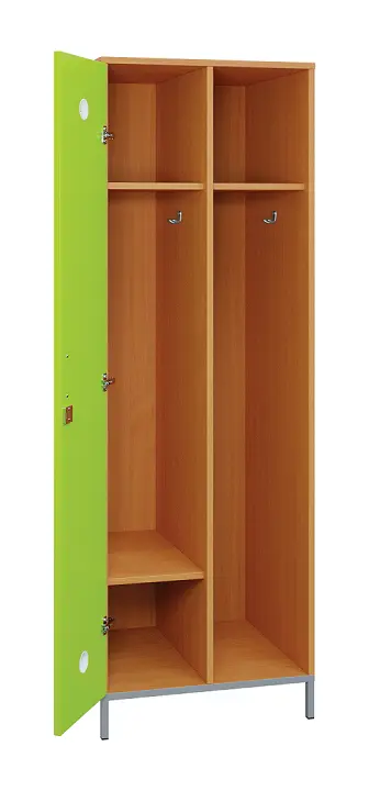 SLN - 61S šatní skříň dřevěná, 1-dveřová, háček, 1800 x 600 x 500, kovové nohy, korpus buk royal/dveře jarní zeleň