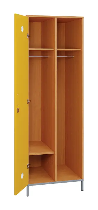 SLN - 61T šatní skříň dřevěná, 1-dveřová, šatní tyč, 1800 x 600 x 500, kovové nohy, korpus buk royal/dveře žlutá odio