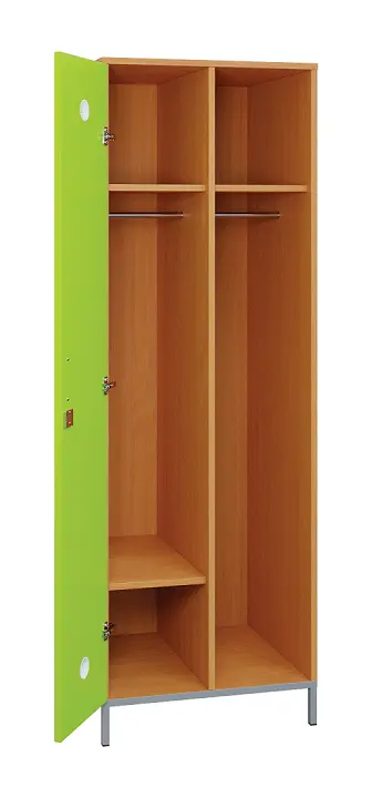 SLN - 61T šatní skříň dřevěná, 1-dveřová, šatní tyč, 1800 x 600 x 500, kovové nohy, korpus buk royal/dveře jarní zeleň