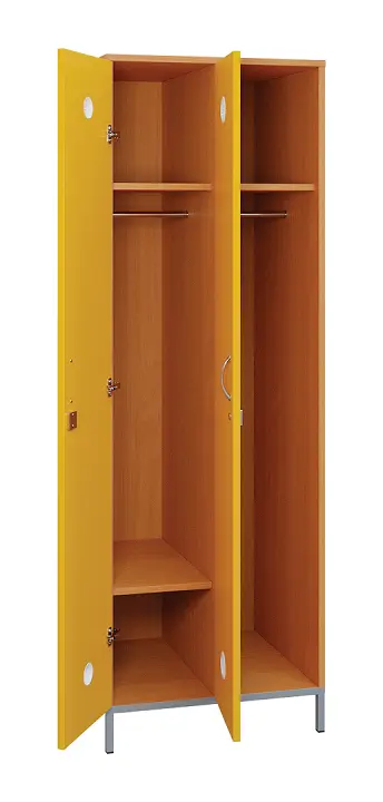 SLN - 62T šatní skříň dřevěná, 2-dveřová, šatní tyč, 1800 x 600 x 500, kovové nohy, korpus buk royal/dveře žlutá odio