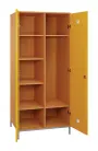 SLN - 81S šatní skříň dřevěná, 2-dveřová, háček, police, 1800 x 800 x 500, kovové nohy, korpus buk royal/ dveře žlutá odio