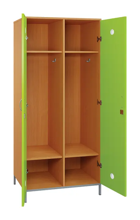 SLN - 82S šatní skříň dřevěná, 2-dveřová, háček, 1800 x 800 x 500, kovové nohy, korpus buk royal/dveře jarní zeleň