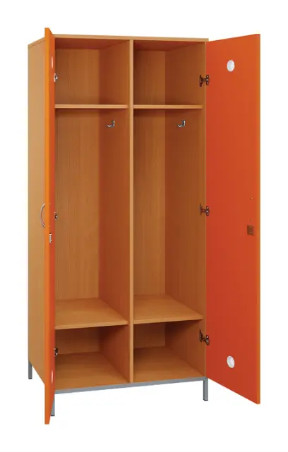 SLN - 82S šatní skříň dřevěná, 2-dveřová, háček, 1800 x 800 x 500, kovové nohy, korpus buk royal/dveře pomeranč