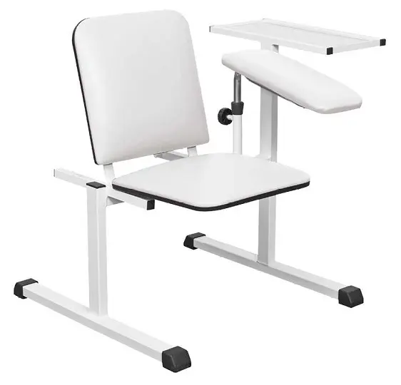 OZC - 06 židle odběrová s 1 područkou a stolkem, bílá č.1