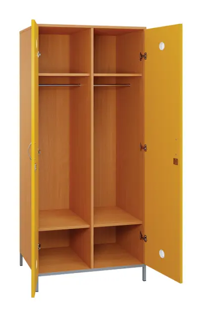 SLN - 82T šatní skříň dřevěná, 2-dveřová, šatní tyč, 1800 x 800 x 500, kovové nohy, korpus buk royal/dveře žlutá odio