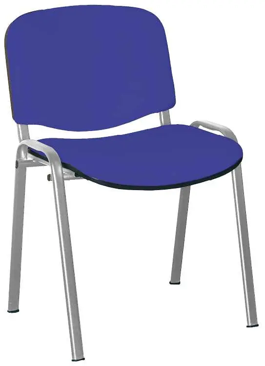 MARCELLA stříbrná, židle konferenční, AN 068 koženka tm.modrá