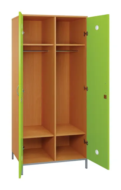 SLN - 82T šatní skříň dřevěná, 2-dveřová, šatní tyč, 1800 x 800 x 500, kovové nohy, korpus buk royal/dveře jarní zeleň