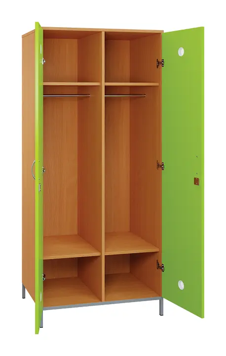 SLN - 82T šatní skříň dřevěná, 2-dveřová, šatní tyč, 1800 x 800 x 500, kovové nohy, korpus buk royal/dveře jarní zeleň