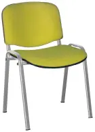 MARCELLA stříbrná, židle konferenční, AN 079 koženka citrónově zelená