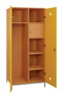 SLN - 83T šatní skříň dřevěná, 2-dveřová, šatní tyč, police, trezor, 1800 x 800 x 500, kovové nohy, korpus buk royal/dveře žlutá odio