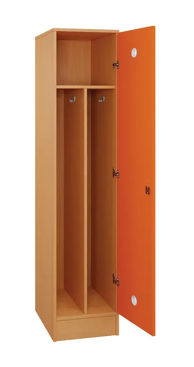 SLS - 41S šatní skříň dřevěná, 1-dveřová, háček, 1800 x 400 x 500, sokl, korpus buk royal/dveře pomeranč