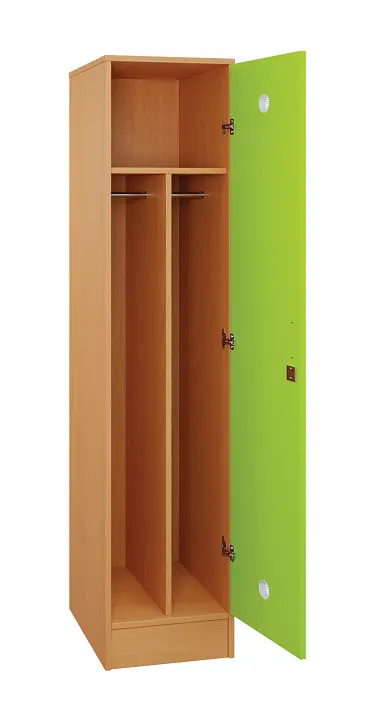 SLS - 41T šatní skříň dřevěná, 1-dveřová, šatní tyč, 1800 x 400 x 500, sokl, korpus buk royal/dveře jarní zeleň