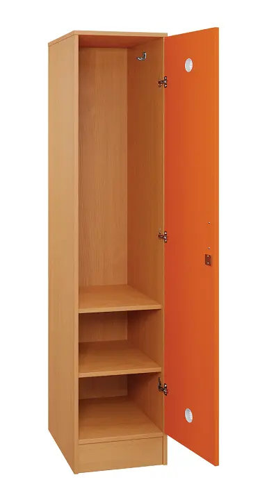 SLS - 42S šatní skříň dřevěná, 1-dveřová, háček, 1800 x 400 x 500, sokl, korpus buk royal/dveře pomeranč