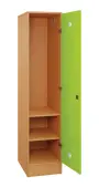 SLS - 42S šatní skříň dřevěná, 1-dveřová, háček, 1800 x 400 x 500, sokl, korpus buk royal/dveře jarní zeleň