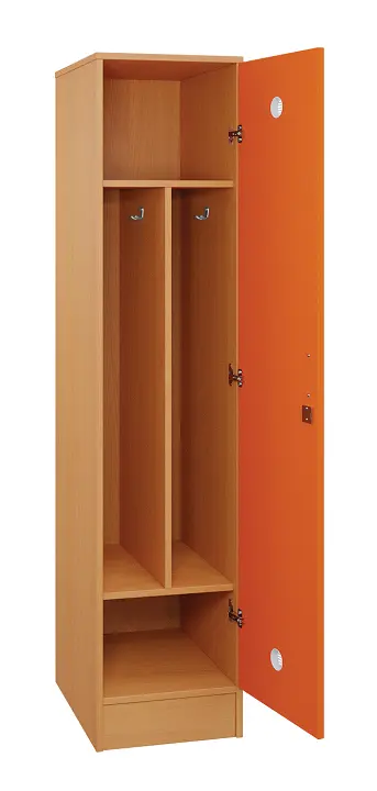 SLS - 43S šatní skříň dřevěná, 1-dveřová, háček, 1800 x 400 x 500, sokl, korpus buk royal/dveře pomeranč