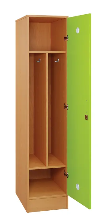 SLS - 43S šatní skříň dřevěná, 1-dveřová, háček, 1800 x 400 x 500, sokl, korpus buk royal/dveře jarní zeleň