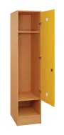 SLS - 44S šatní skříň dřevěná, 1-dveřová, háček, 1800 x 400 x 500, sokl, korpus buk royal/dveře žlutá odio