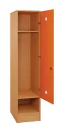 SLS - 44S šatní skříň dřevěná, 1-dveřová, háček, 1800 x 400 x 500, sokl, korpus buk royal/dveře pomeranč