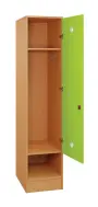 SLS - 44S šatní skříň dřevěná, 1-dveřová, háček, 1800 x 400 x 500, sokl, korpus buk royal/dveře jarní zeleň