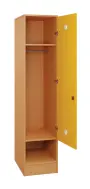 SLS - 44T šatní skříň dřevěná, 1-dveřová, šatní tyč, 1800 x 400 x 500, sokl, korpus buk royal/dveře žlutá odio