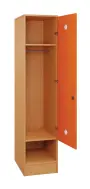 SLS - 44T šatní skříň dřevěná, 1-dveřová, šatní tyč, 1800 x 400 x 500, sokl, korpus buk royal/dveře pomeranč