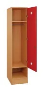 SLS - 44T šatní skříň dřevěná, 1-dveřová, šatní tyč, 1800 x 400 x 500, sokl, korpus buk royal/dveře červená flamengo