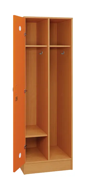 SLS - 61S šatní skříň dřevěná, 1-dveřová, háček, 1800 x 600 x 500, sokl, korpus buk royal/dveře pomeranč