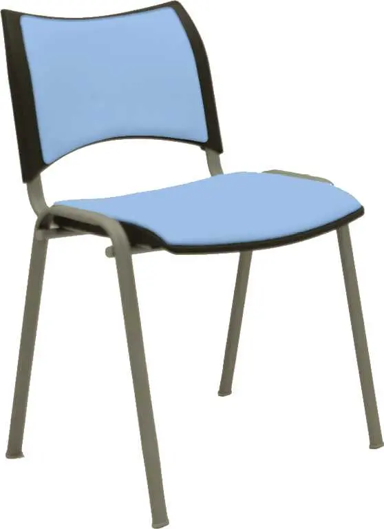 KATHARINA stříbrná židle konferenční, koženka AN - 061 blankytně modrá