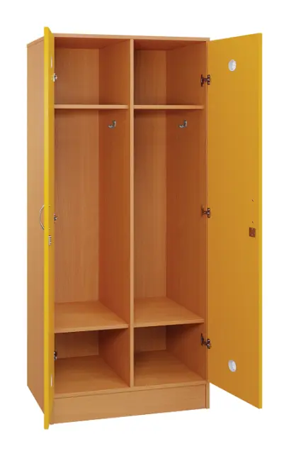 SLS - 82S šatní skříň dřevěná, 2-dveřová, háček, 1800 x 800 x 500, sokl, korpus buk royal/dveře žlutá odio