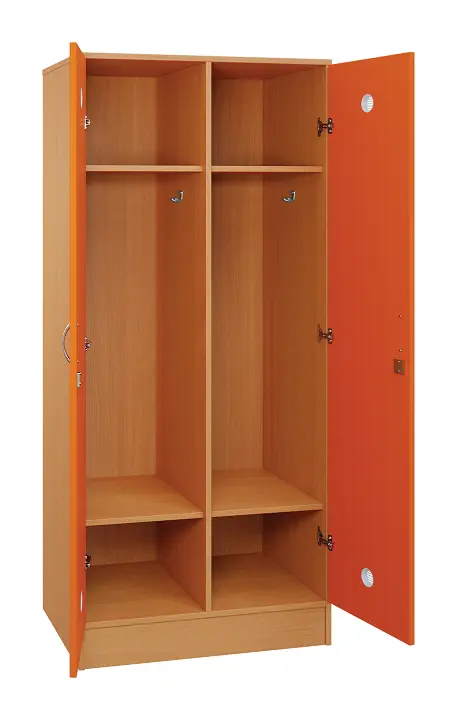 SLS - 82S šatní skříň dřevěná, 2-dveřová, háček, 1800 x 800 x 500, sokl, korpus buk royal/dveře pomeranč
