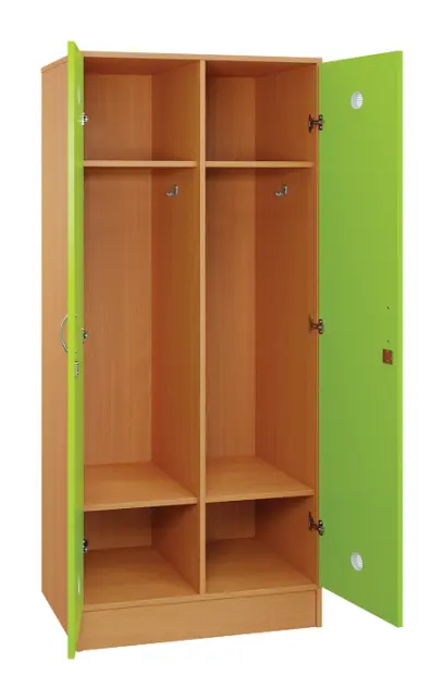 SLS - 82S šatní skříň dřevěná, 2-dveřová, háček, 1800 x 800 x 500, sokl, korpus buk royal/dveře jarní zeleň