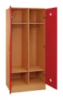 SLS - 82T šatní skříň dřevěná, 2-dveřová, šatní tyč, 1800 x 800 x 500, sokl, korpus buk royal/dveře červená flamengo