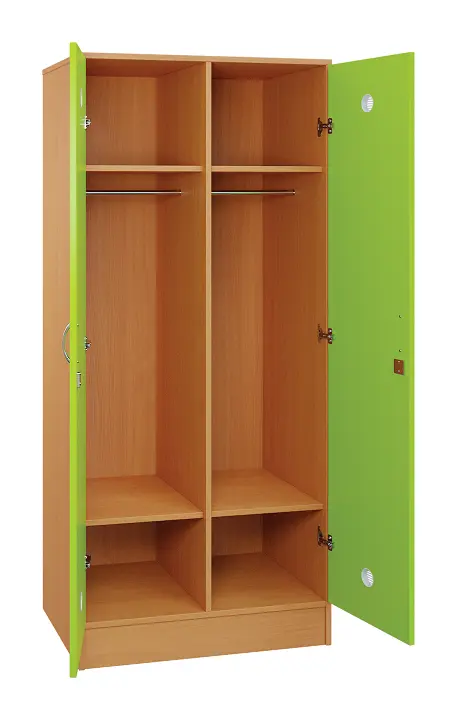 SLS - 82T šatní skříň dřevěná, 2-dveřová, šatní tyč, 1800 x 800 x 500, sokl, korpus buk royal/dveře jarní zeleň