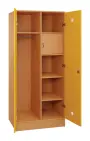 SLS - 83T šatní skříň dřevěná, 2-dveřová, šatní tyč, police, trezor, 1800 x 800 x 500, sokl, korpus buk royal/dveře žlutá odio